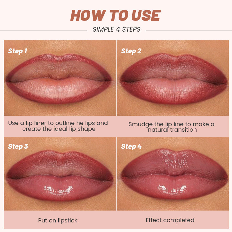 مجموعة أحمر شفاه ومحدد شفاه مطفي خفيف الوزن