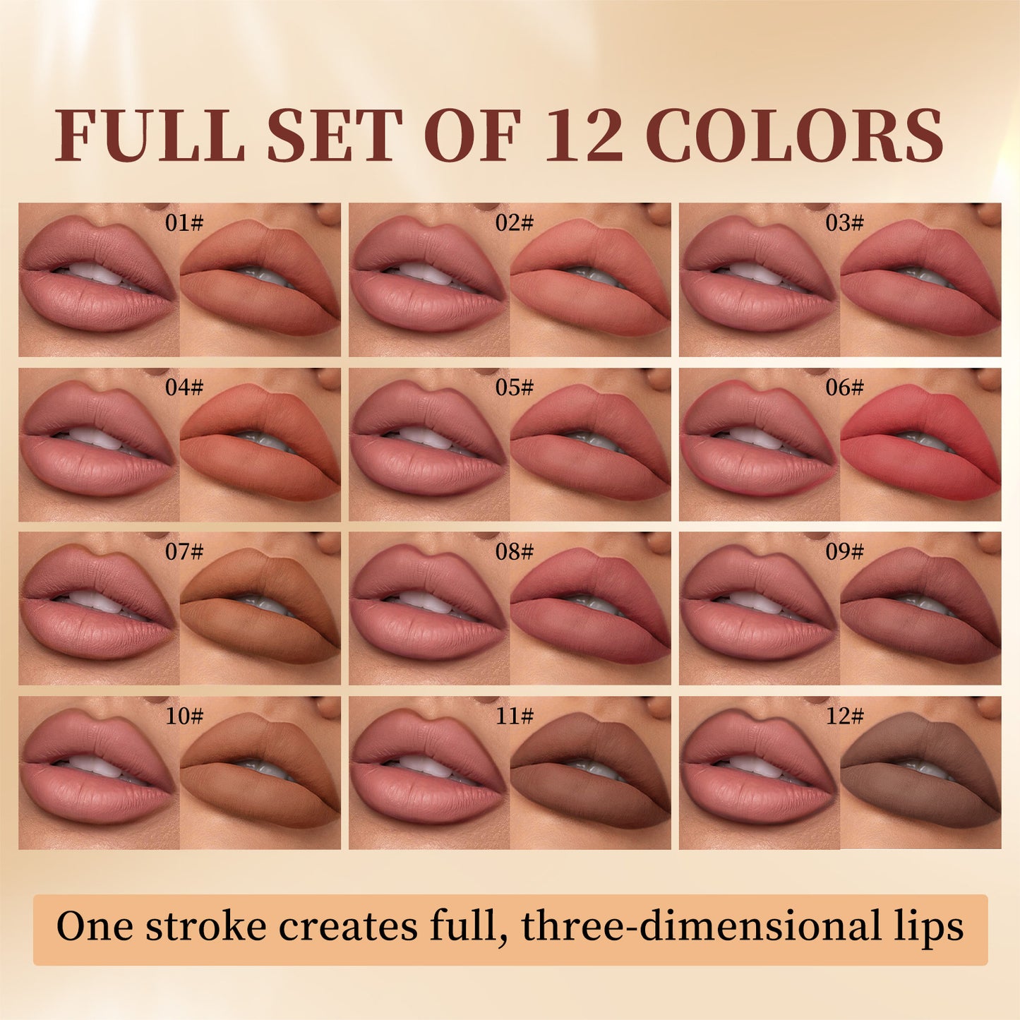 12-color Log Matte Lipstick Lip Liner Suit