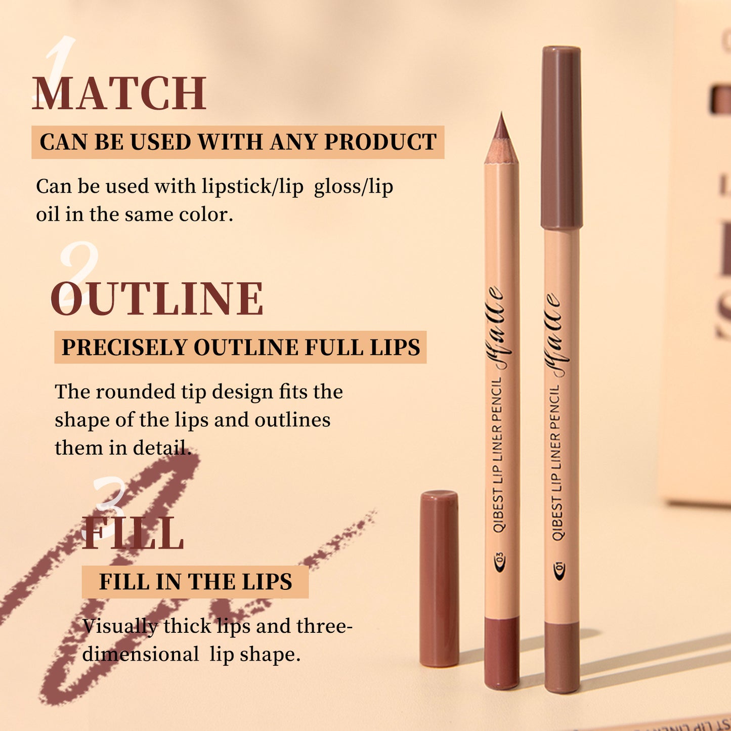 12-color Log Matte Lipstick Lip Liner Suit