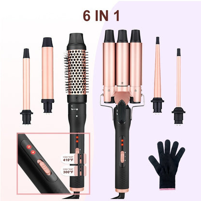 6 In1 Top-changing Curler Two-speed Indicator Light Multi-function Hair Curler