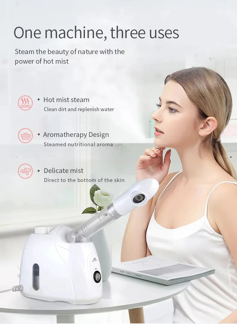 Ozone Facial Steamer Warm Mist Humidifier for Face Deep Cleaning Vaporizer Sprayer Salon Home