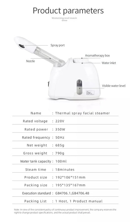 Ozone Facial Steamer Warm Mist Humidifier for Face Deep Cleaning Vaporizer Sprayer Salon Home
