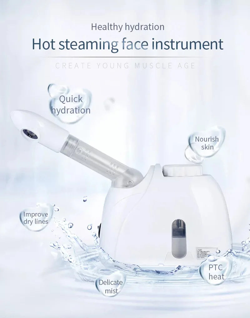 Ozone Facial Steamer Warm Mist Humidifier for Face Deep Cleaning Vaporizer Sprayer Salon Home