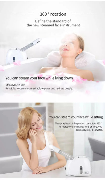 Ozone Facial Steamer Warm Mist Humidifier for Face Deep Cleaning Vaporizer Sprayer Salon Home