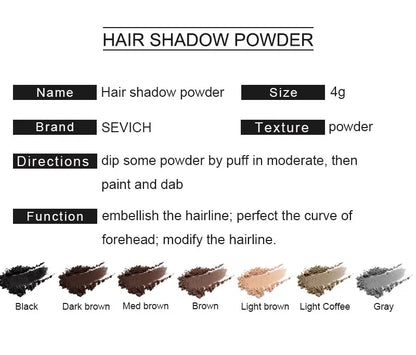 Sevich Hairline Powder 4g Hairline Shadow Powder Makeup Hair Concealer Natural Cover Unisex Hair Loss Product