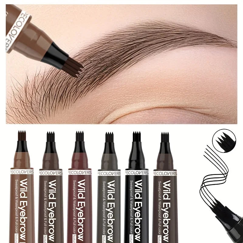 6 Colors 1pc Eyebrow Pen Waterproof 4 Split Tip Eyebrows