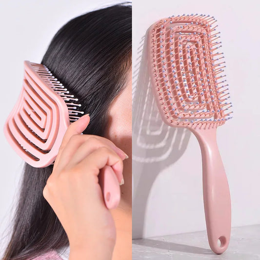1Pcs Elastic Massage Comb Hollow Out Hair Brush