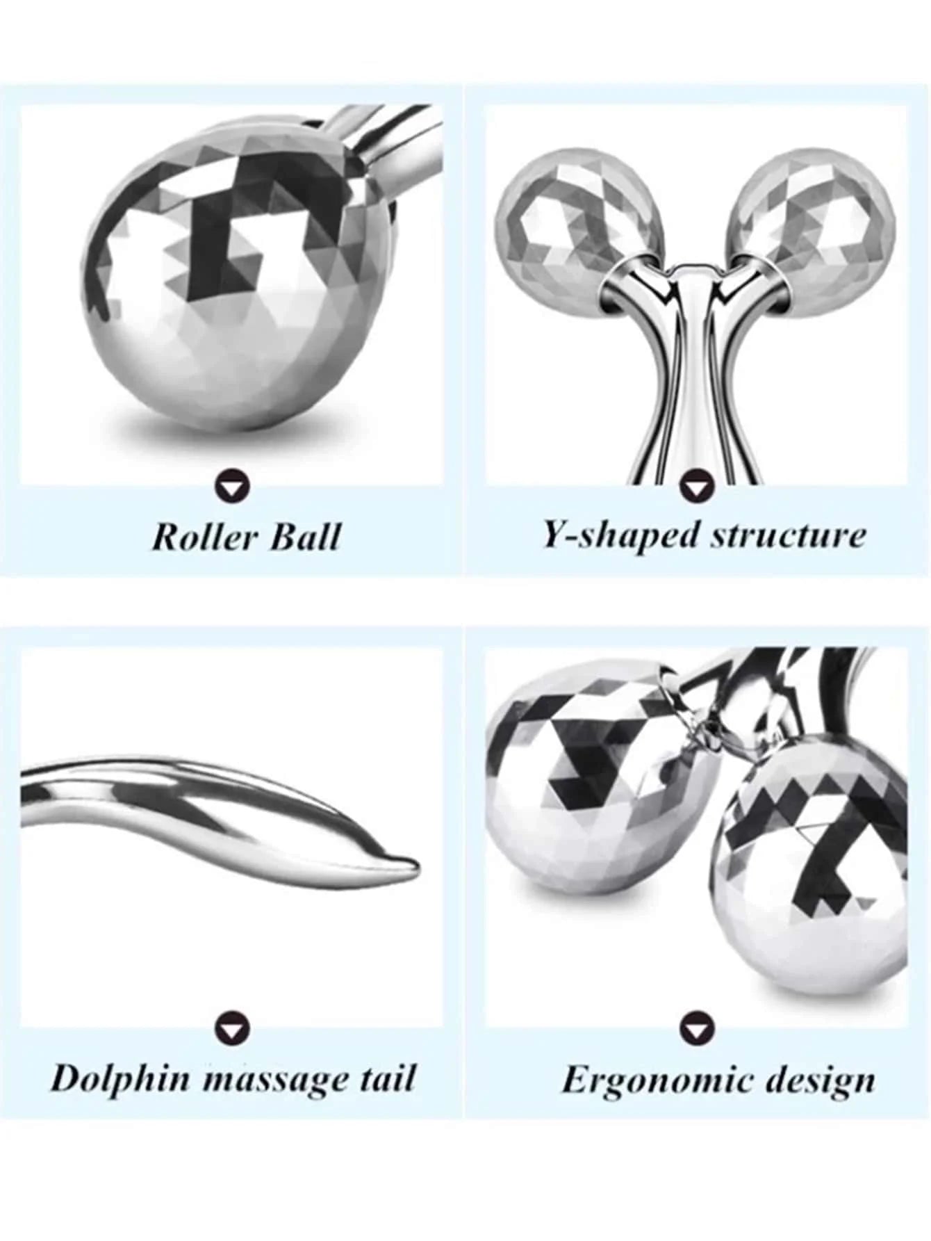 Face Rolling Massager Facial Lift 3D Manual Roller Massager Y Shape 360 Rotating