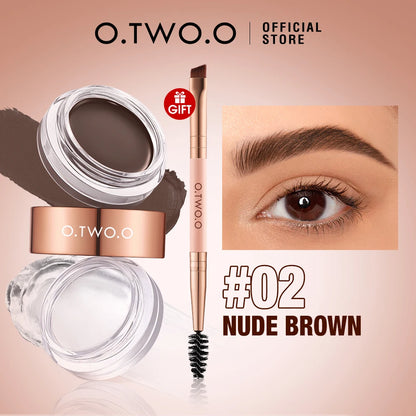 O.TWO.O Eyebrow Pomade Brow Gel Wax 2 IN 1 Waterproof Long Lasting Creamy Texture Eye Brow Tint Enhancers Cosmetics Makeup