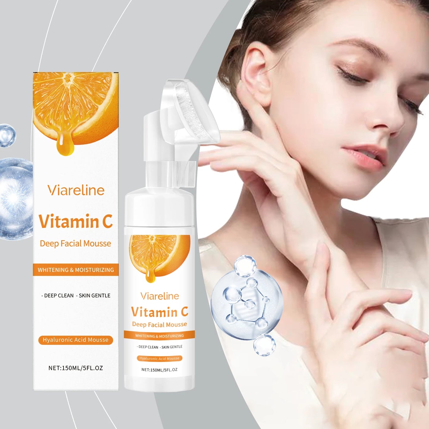 Vitamin C Facial Cleanser Deep Cleansing Oil Control Reduce Blackhead Remove Pore