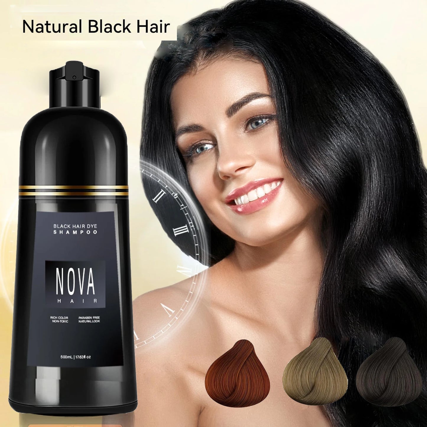 1/2/3PCS Black Hair Dye Shampoo Nova Hair Instant Dye Shampoo,