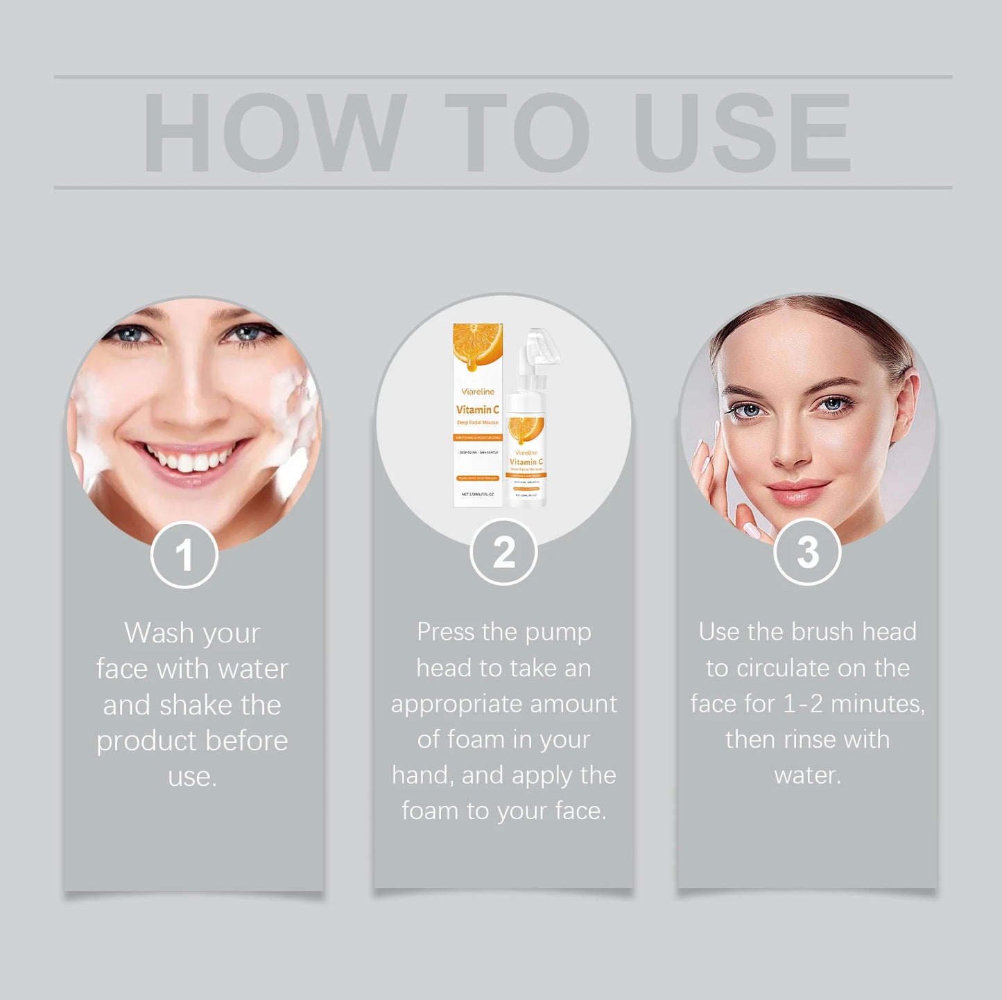 Vitamin C Facial Cleanser Deep Cleansing Oil Control Reduce Blackhead Remove Pore