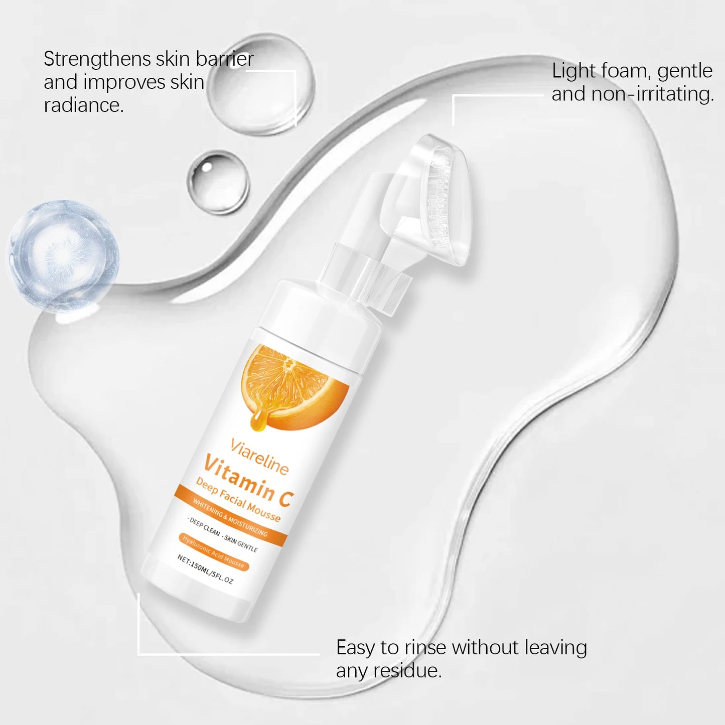 Vitamin C Facial Cleanser Deep Cleansing Oil Control Reduce Blackhead Remove Pore