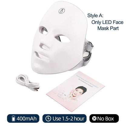 7 Colors Led Facial Mask With Neck Red Light Therapy Mask