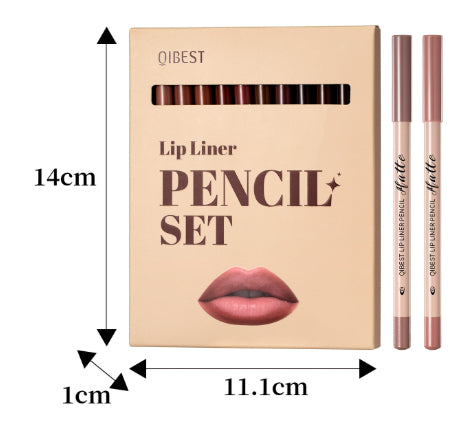 12-color Log Matte Lipstick Lip Liner Suit